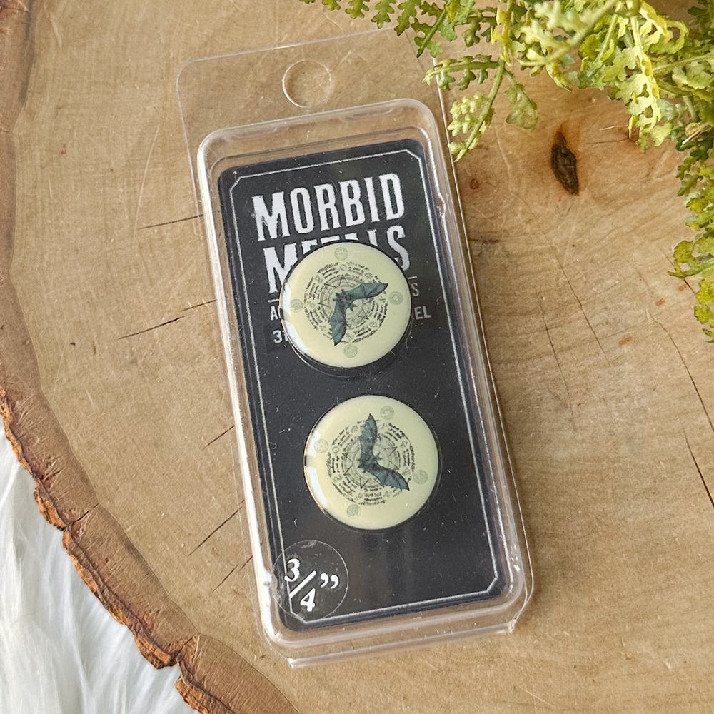 Morbid Metals Bat Verbiage Ear Plug 2 Pack 3/4"